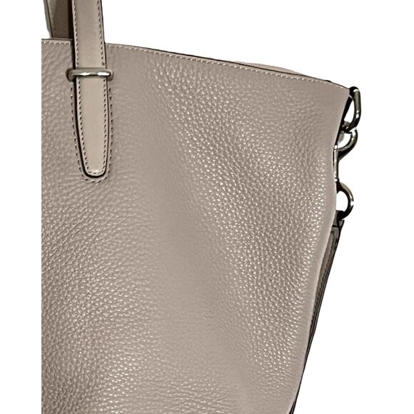 Coach Bleeker Purse Gray Pebble Leather Large Zip Clos Handle Strap Tote Bag - Picture 10 of 14
